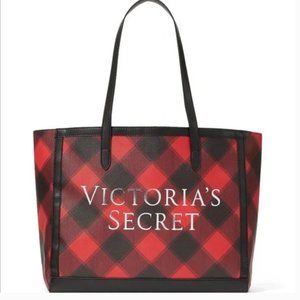 Victoria's Secret Red Buffalo Plaid Tote Bag - NWT